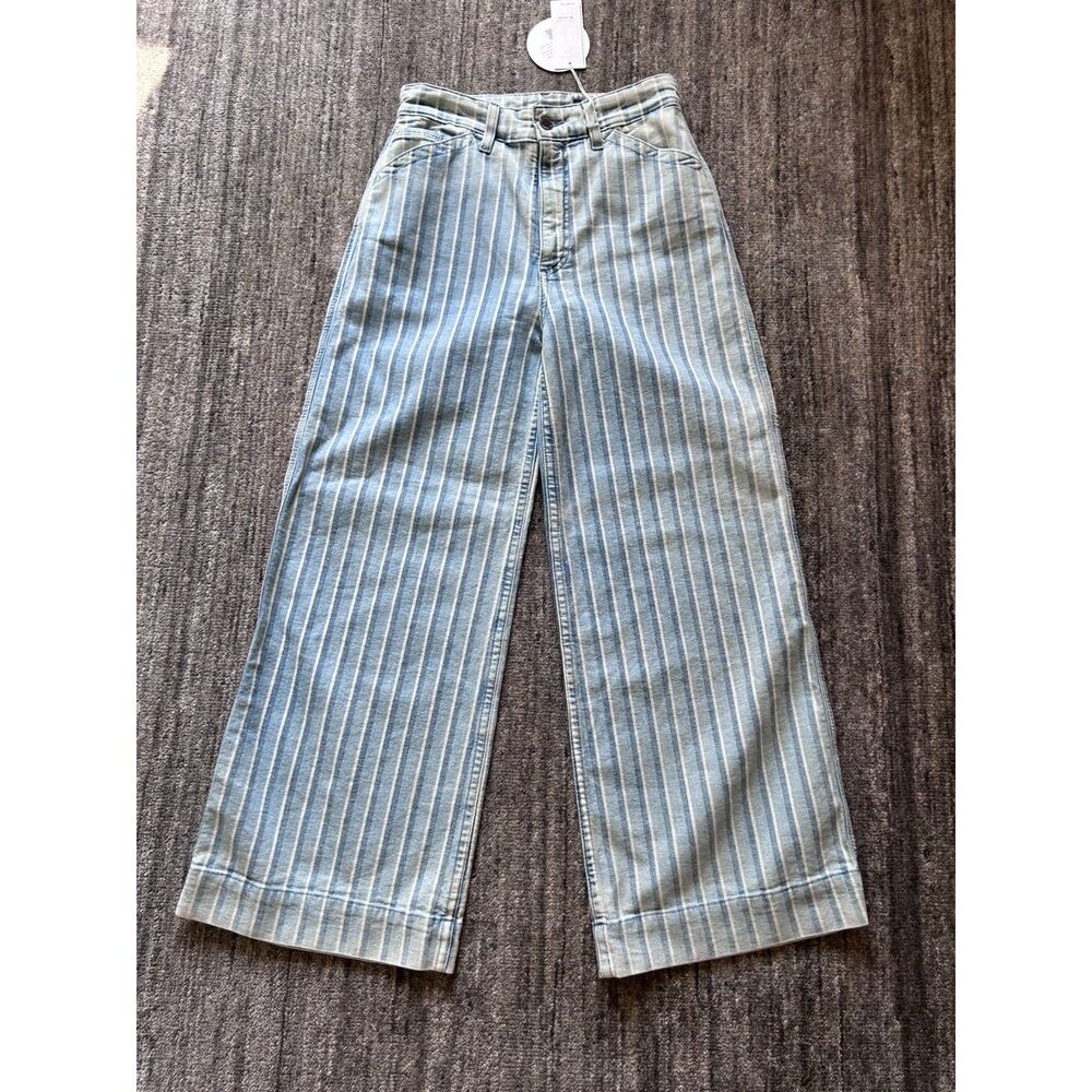 AG Women’s Rosie High Waist Vertical Stripe Wide Leg Cropped Jeans - Sz 27 - NWT